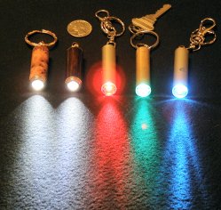 Five LED flashlights, front